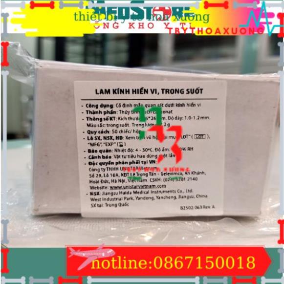 Lam kính hiển vi trong suốt 7102, mài mờ 7105 (hộp 50 - 72 kính)