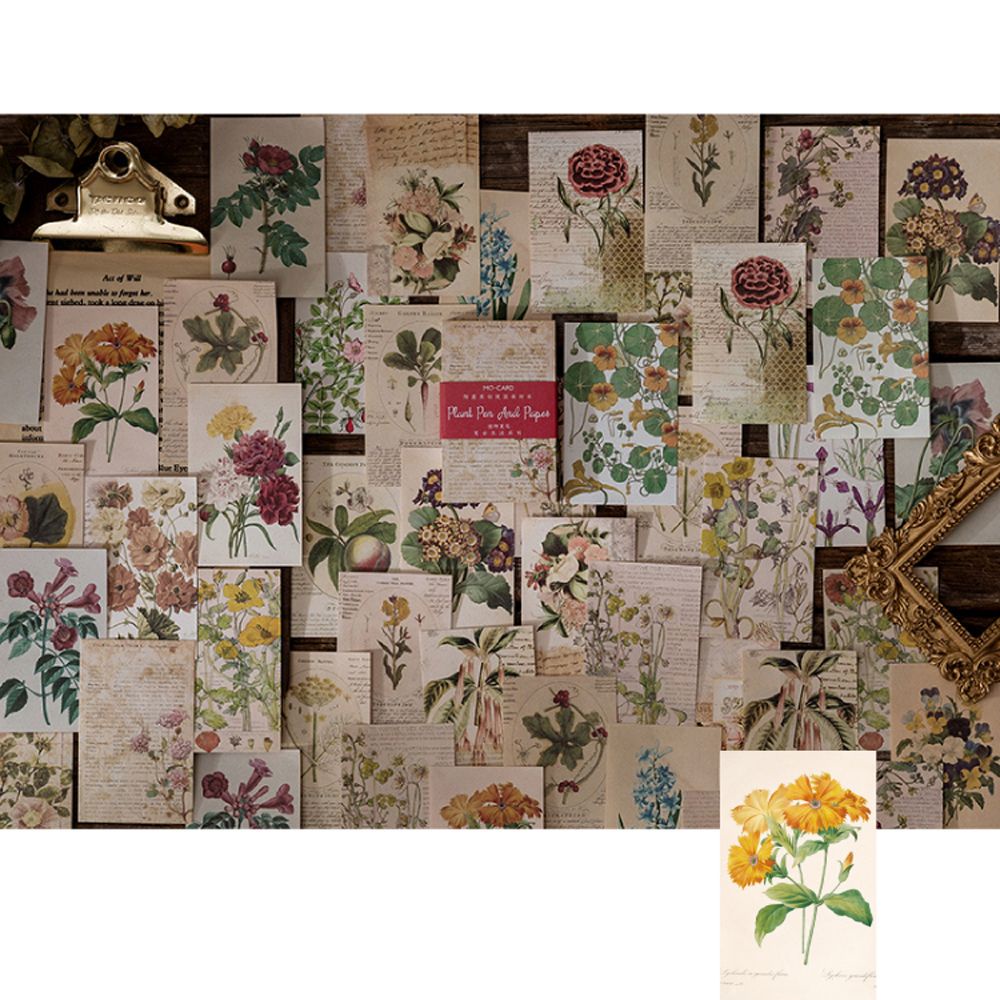 Bộ 60 tờ giấy trang trí sổ tay hình dấu chân phong cách cổ điển