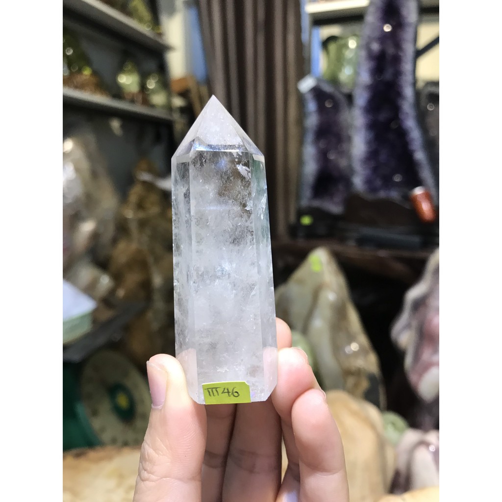 Trụ tinh thể đá thach anh trắng tư nhiên, thanh tẩy, trang trí, nâng cao năng lượng, size trung bình 6,5 cm | BigBuy360 - bigbuy360.vn