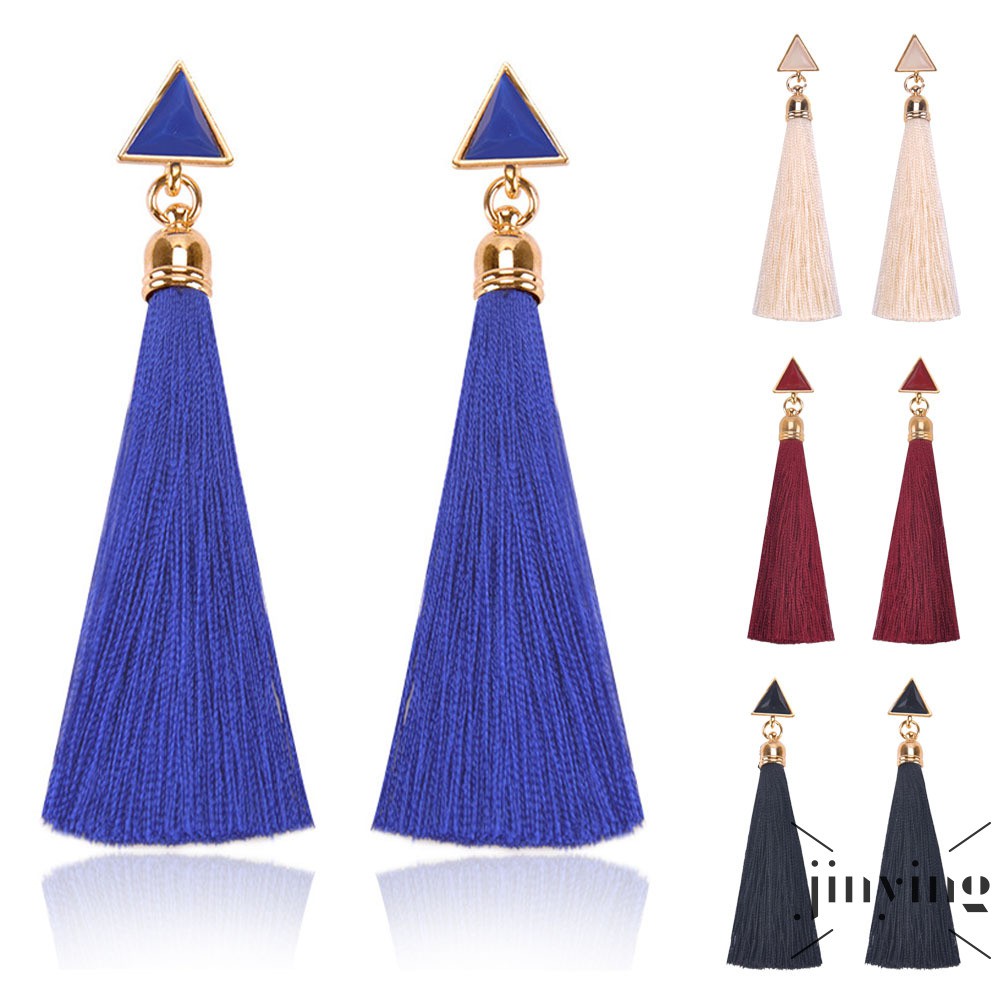 GETNOIVAS Hoa tai dáng dài phối tua rua phong cách vintage cho nữ