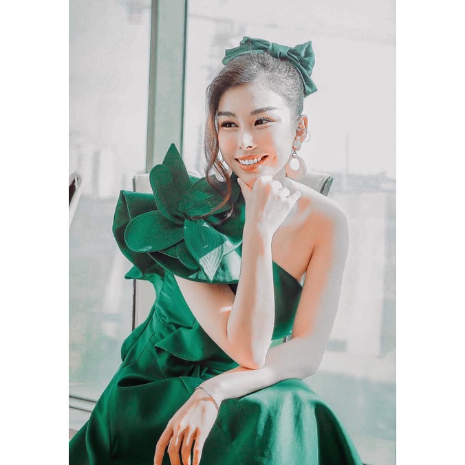 Đầm Nữ Dự Tiệc MY WAY Dáng Xòe Lệch Vai Đính Hoa Sang Trọng MD610