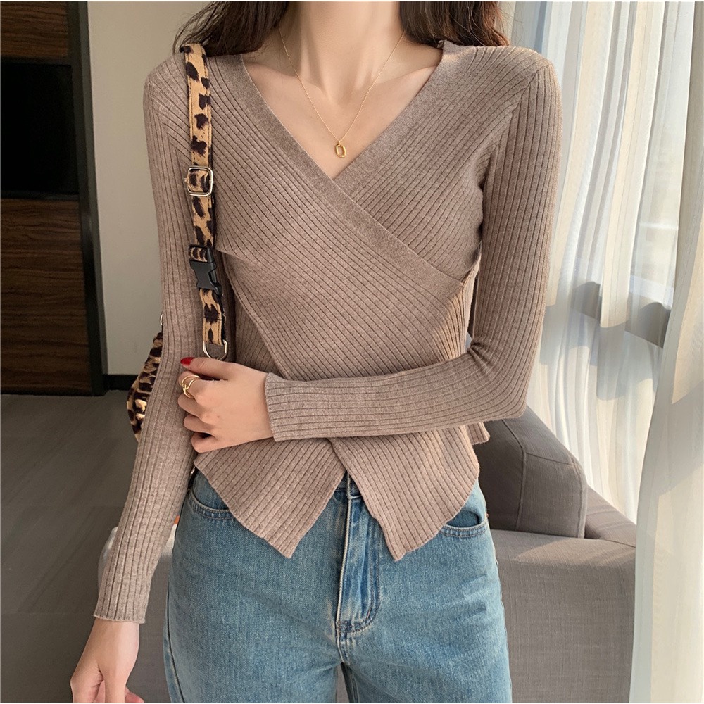 ✨BÁN SỈ✨ÁO LEN QUẢNG CHÂU TĂM CỔ TIM CHÉO NHIỀU MÀU