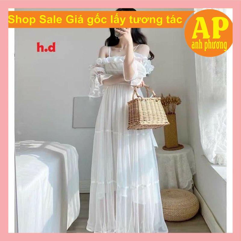 Váy công chúa trễ vai ren ulzzang; đầm dự tiệc dáng xòe  ♥️Váy tiểu thư dáng dài Vintage HD