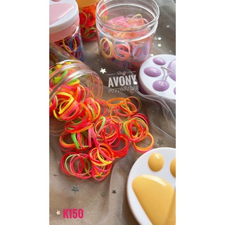 1 hũ thun (chun) buột, cột tóc bằng cao su dai, bền vòng nhỏ cho bé hình bàn chân thú