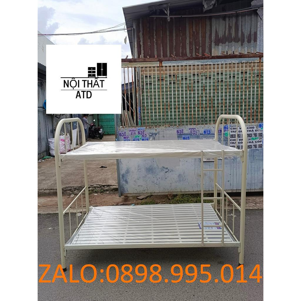 Giường tầng sắt ngang 80cm, 1m,1m2, 1m4, 1m6 dài 2m- sắt ống tròn giá rẻ giao nhanh