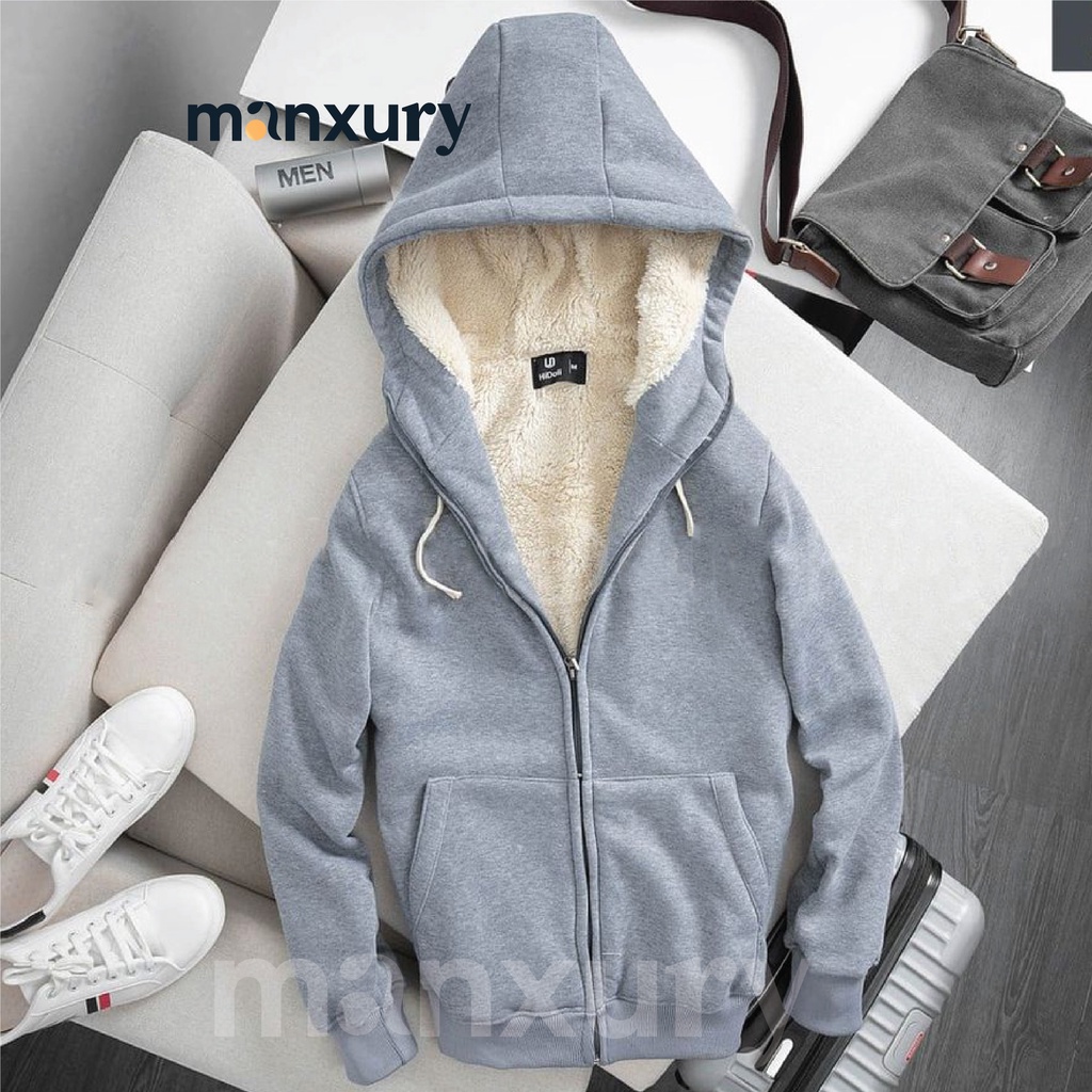 Áo khoác Hoodie nam nữ phong cách thời trang thể thao, Áo khoác nỉ lót lông cừu dày dặn ấm áp MANXURY