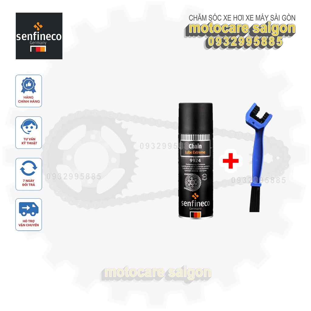 Combo Xịt Dưỡng Sên Senfineco 9977 White Lithium Grease Mỡ Bò Trắng Senfineco 450ml, Senfineco 9924