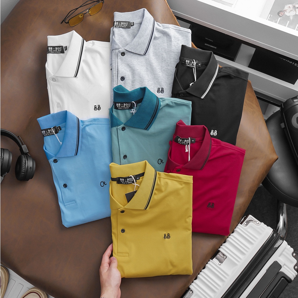 BIGSIZE - Áo thun polo BB - Boiz nam tay ngắn cotton bigsize 80 -130kg - thái thiêu BB.