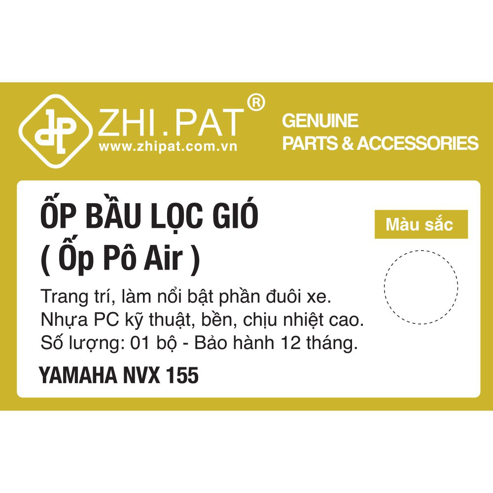 [Sale Sốc] -  Ốp lọc gió trong suốt - Ốp pô E Yamaha NVX 155 chính hãng ZHIPAT