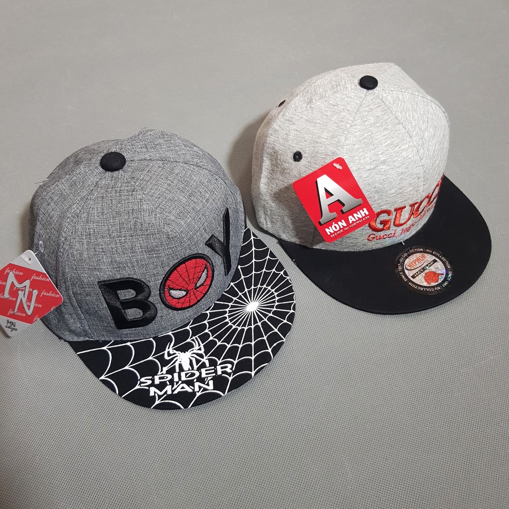 Nón kết snapback spiderman và g.u.cci bé trai