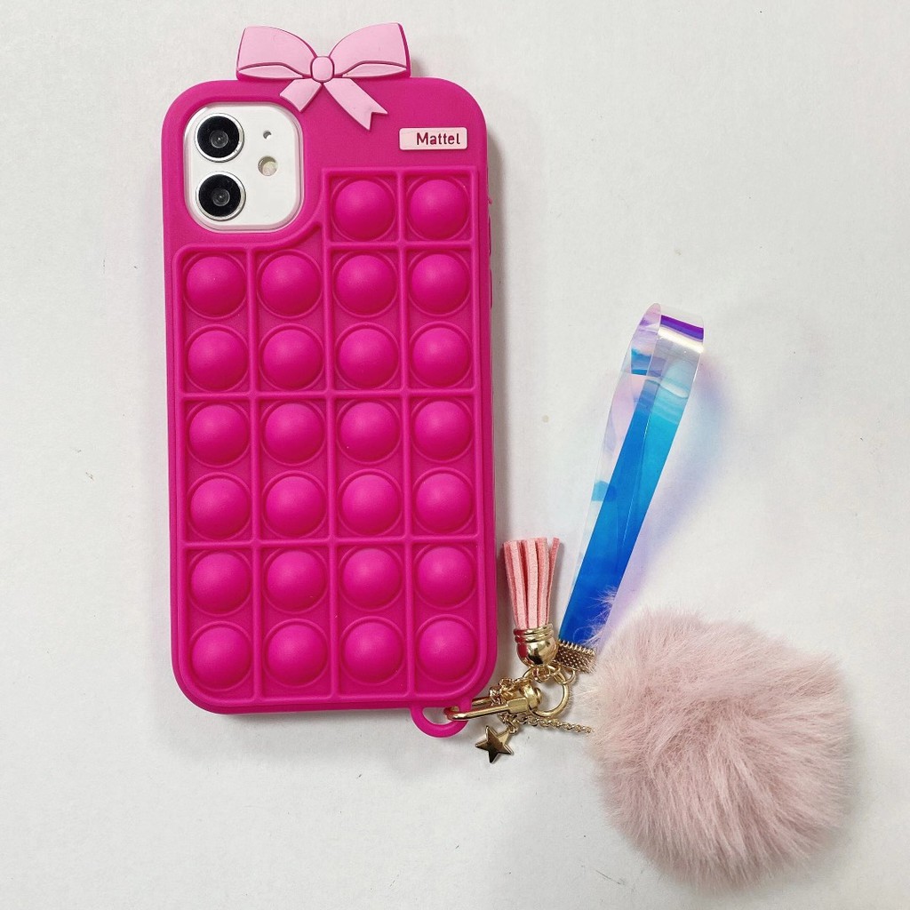 Beautiful Barbie Foxmind silicone phone cases with keychain for Iphone 12 pro max 11 pro max xs max xr x 7 8 plus 6 6s plus Beautiful decompression game silicone phone covers