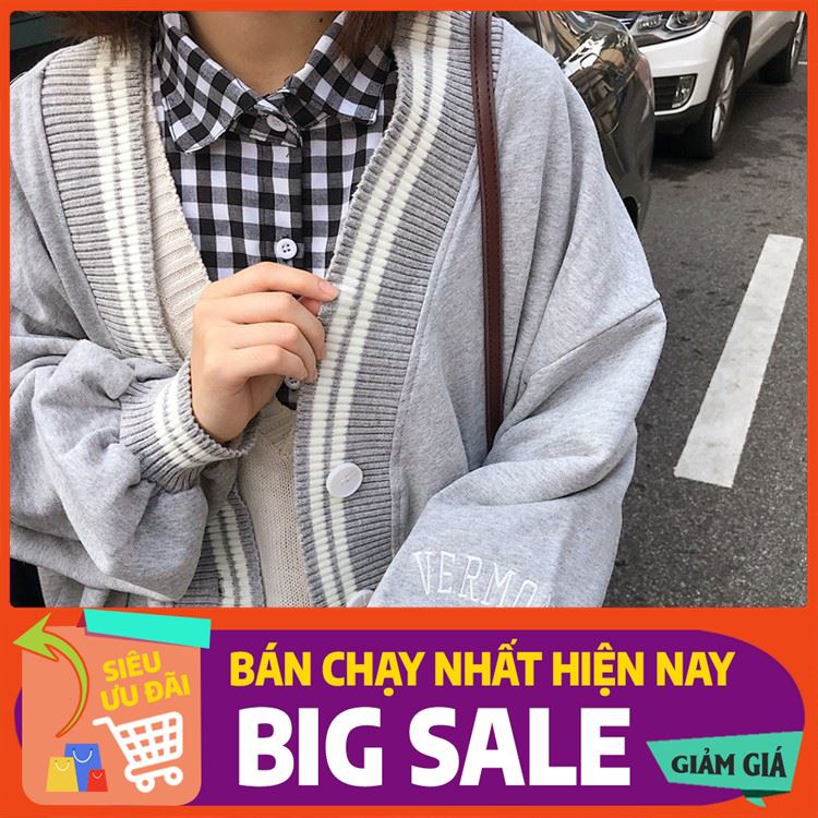 [ Big Sale ] Áo Khoác CARDIGAN VERMONT Xám THÊU TAY UNISEX [Kèm Hình Thật] thời trang uni