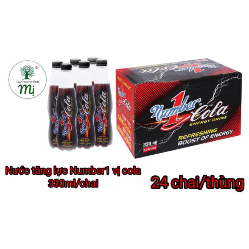 Thùng 24 chai nước tăng lực Number One vị dâu/ chanh/ cola/ truyền thống 330ml
