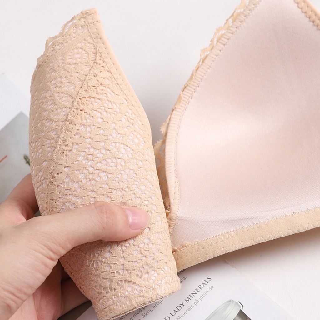 Áo Lót Nữ Đúc Su Phối Ren Không Gọng Đệm Mỏng Siêu Đẹp, Áo Ngực Họa Tiết Ren Quyến Rũ - AL Đúc Ren Mỏng