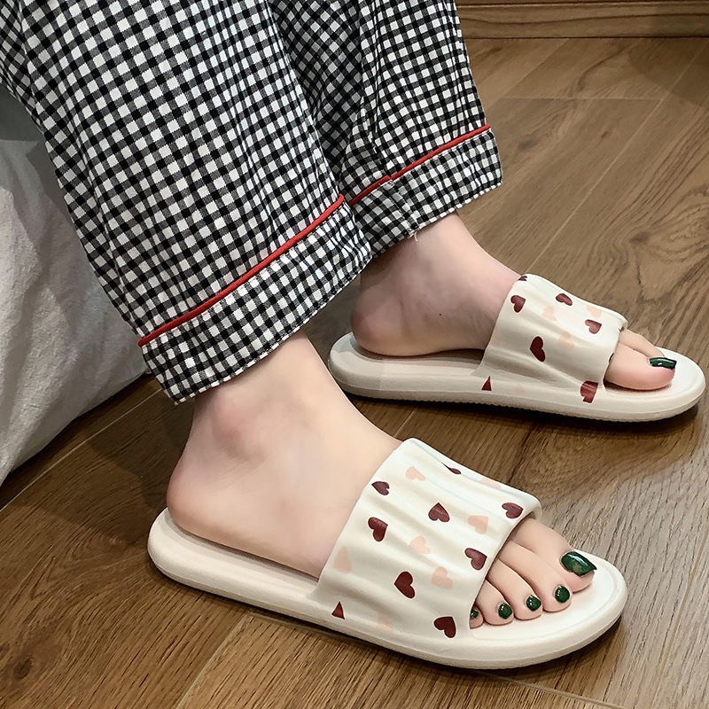 JY400 Dép cao su đúc liền quai ngang vằn in hóa chống trơn trượt đi trong nhà