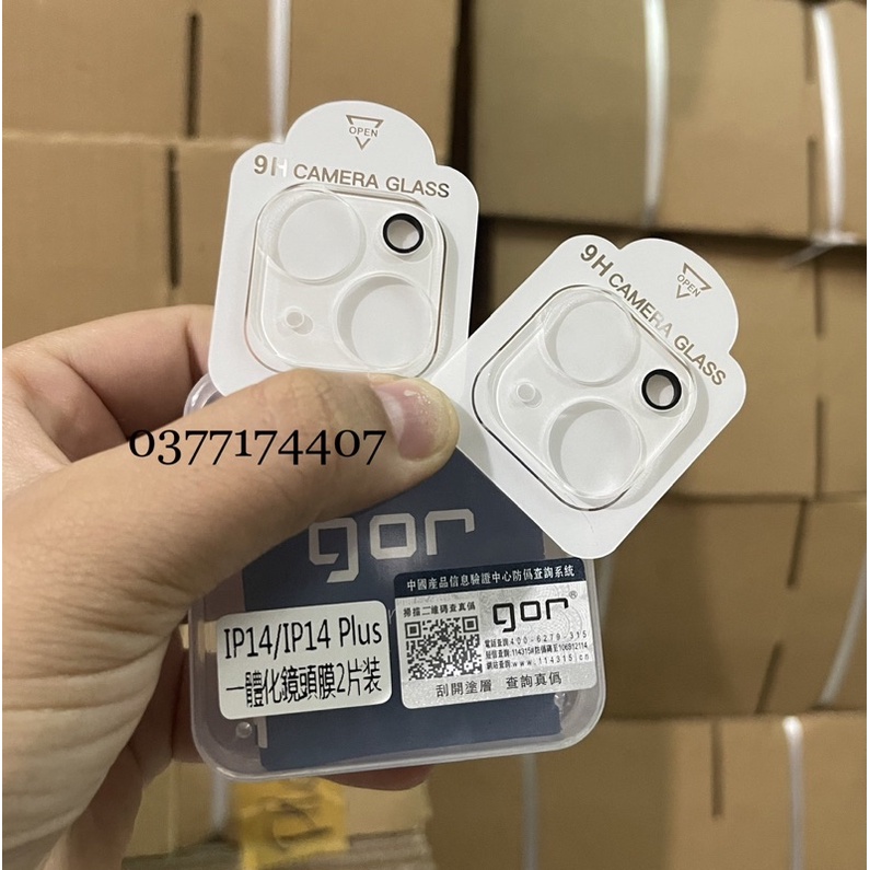 Bộ 2 dán kính bảo vệ camera Gor cho iPhone 14 Pro Max, 14 Plus, 14 Pro, 14 full cụm camera trong suốt