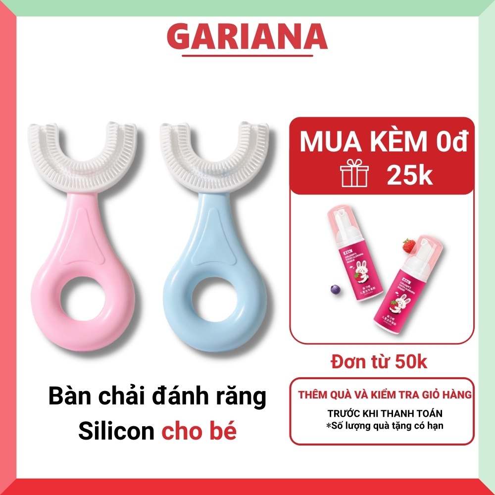 Bàn chải đánh răng cho bé Gariana chữ u chất liệu Silicon mềm mại an toàn cho bé 2 3 4 5 6 tuổi kèm kem đánh răng