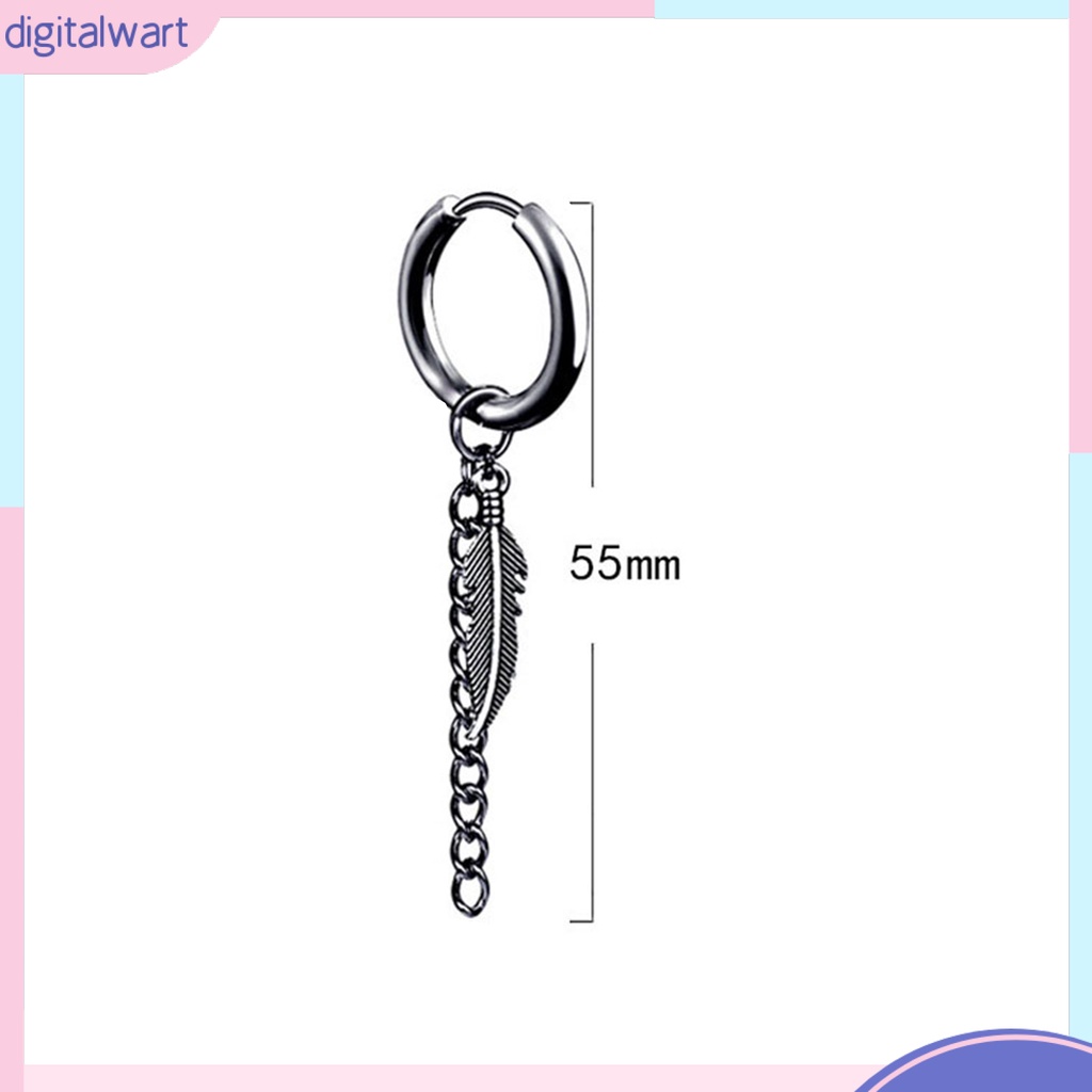 1 Khuyên Tai Tròn Dạng Mắc Xích Dài Bằng Thép Không Gỉ Thời Trang Cho Nam