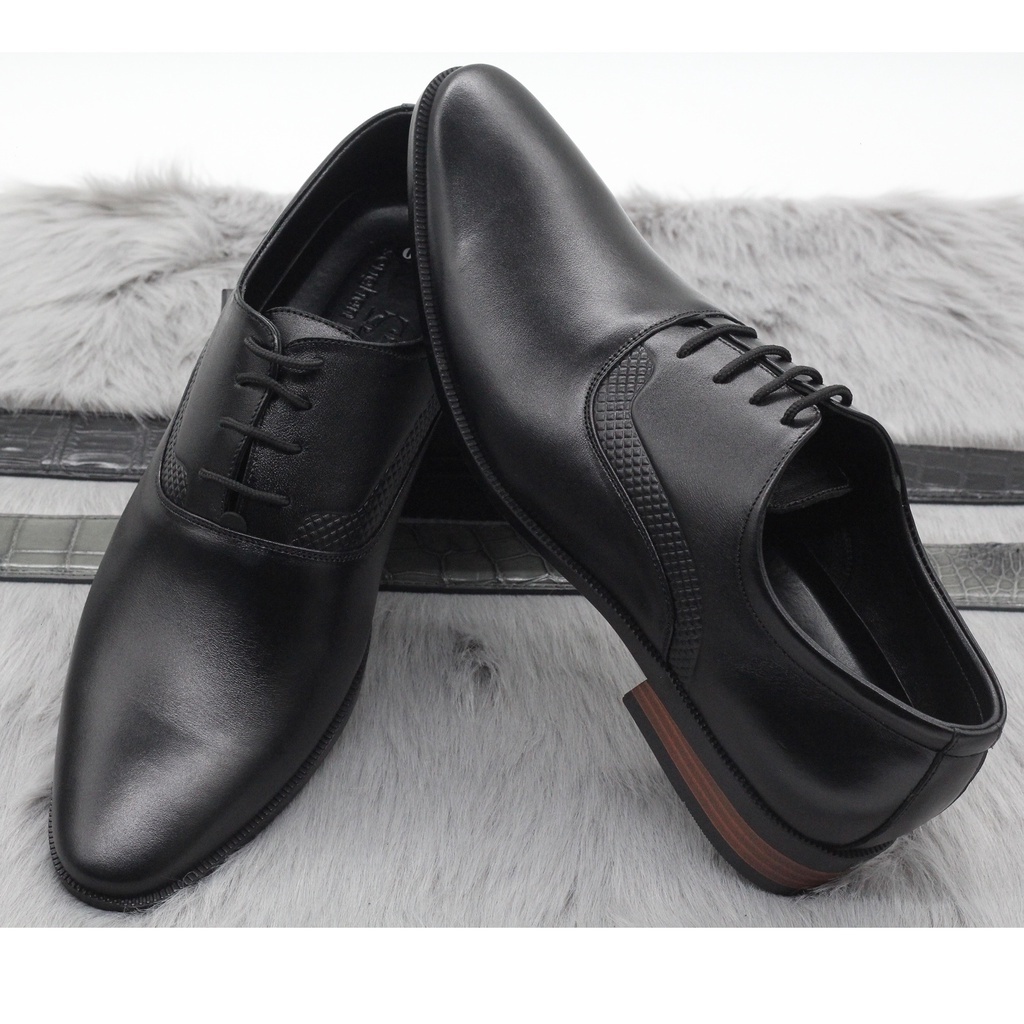 Giày Tây Công Sở Da Bò Nhập Khẩu Cao Cấp, Giày Nam Da Thật Buộc Dây Đế Đúc Cao Su Hợp Thời Trang Trẻ Trung BH12 Tháng