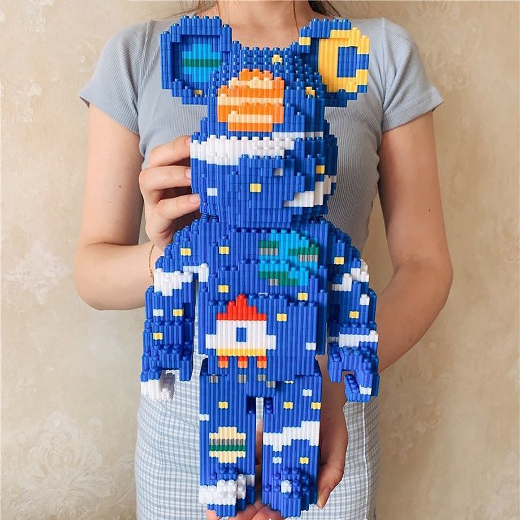 Combo 2 Mô Hình Lắp Ráp 3d Gấu Bearbrick 36cm Có Ngăn Kéo Đèn Búa Nhân Vật Khổng Lồ Size Cỡ To Lớn Chi Tiết Cute Đẹp Rẻ