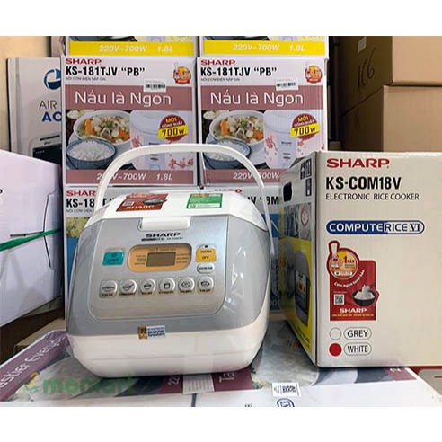 Nồi cơm điện tử Sharp 1.8 lít KS-COM18V-Hàng trưng bày mới 99%-Thương hiệu Sharp nổi tiếng Nhật Bản