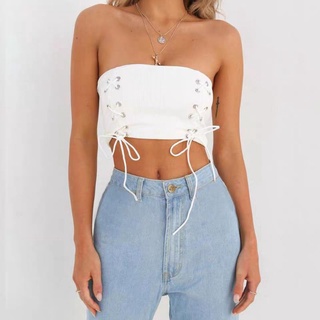 {Nhiều màu} Áo ống croptop đan dây xuất Âu (có sẵn)