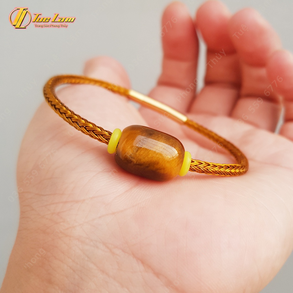 Vòng tay lu thống măt hô nâu vàng hợp mệnh kim thổ, dáng bầu may mắn, chiêu tài hút lộc - Tuệ Lâm