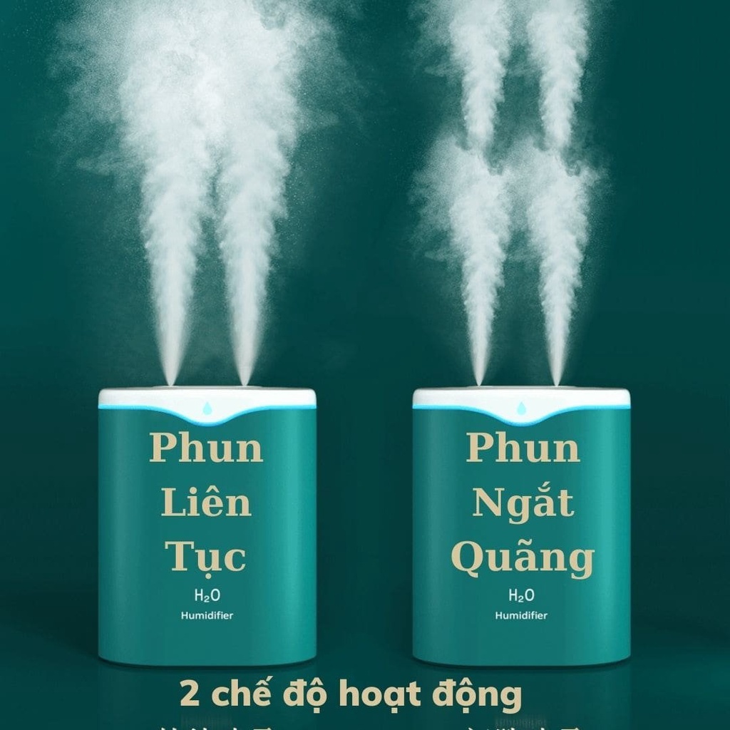 Máy Tạo Độ Ẩm Phun Sương Khuếch Tán Tinh Dầu Lọc Không Khí H2O Dung Tích Lớn 2000ml Bù Ẩm Cho Phòng Máy Lạnh