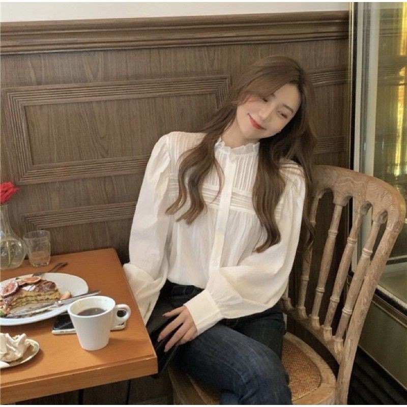 [ORDER] Áo blouse cổ tròn Xames Shirt style Hàn Quốc - Có ảnh thật