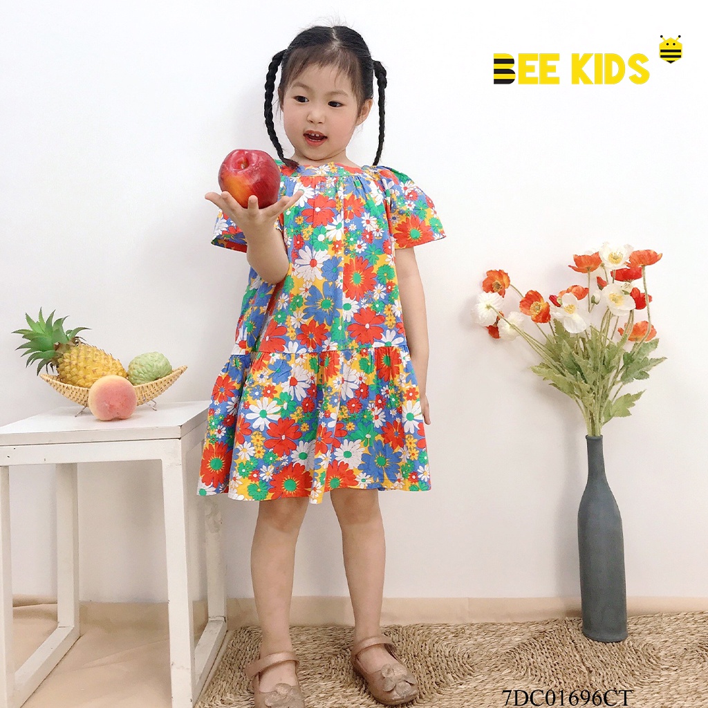 Váy hoa nhí bé gái dáng xoè Bee Kids chất cotton thô mềm mát thấm hút mồ hôi cho bé (2-8 Tuổi) 7DC01696CT