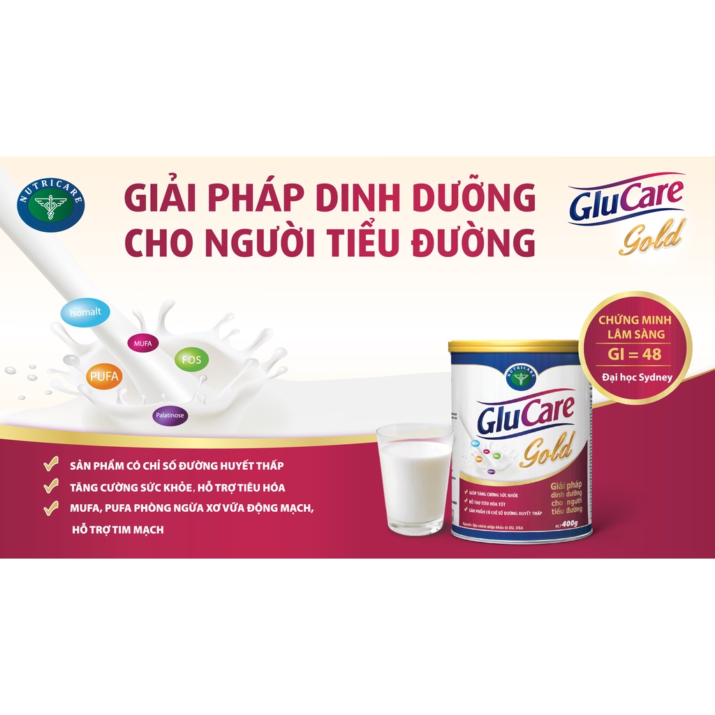 Sữa bột Nutricare Glucare Gold dinh dưỡng cho người tiểu đường (400g)