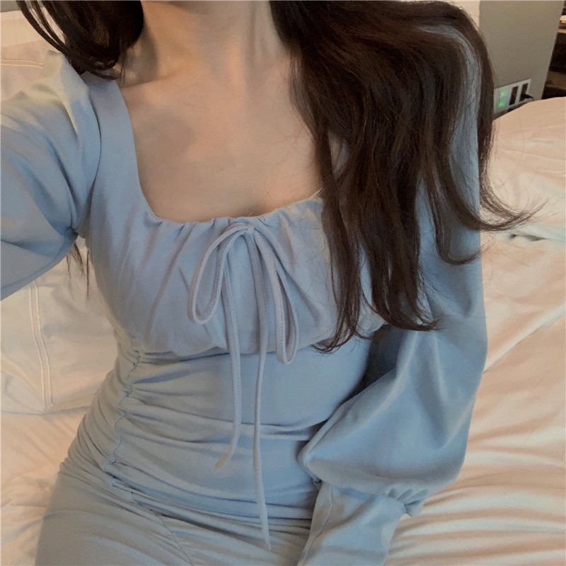 DUNEA Women's Elegant Pleated V-neck Dress