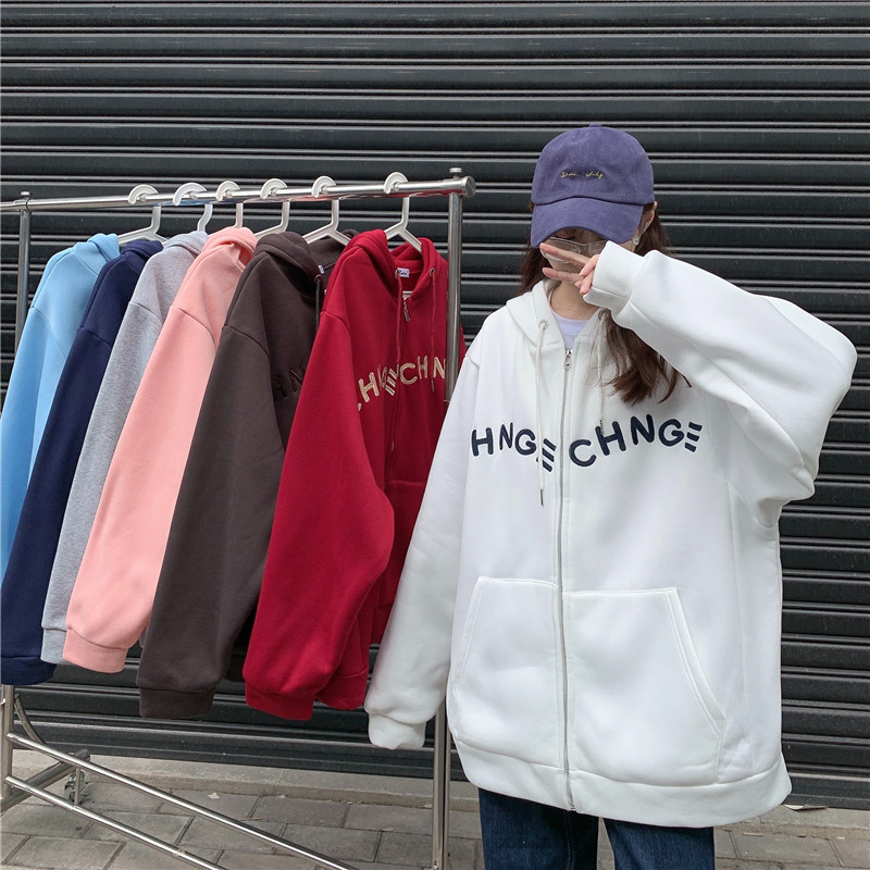 Áo Khoác Hoodie Tay Dài Dáng Rộng Trẻ Trung Năng Động Hợp Thời Trang