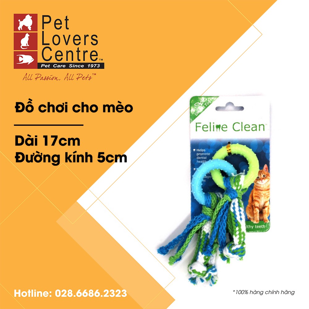 Đồ chơi cho mèo FELINE CLEAN  TPR DOUBLE RING TEETHER WITH FLOSSY STREAMERS