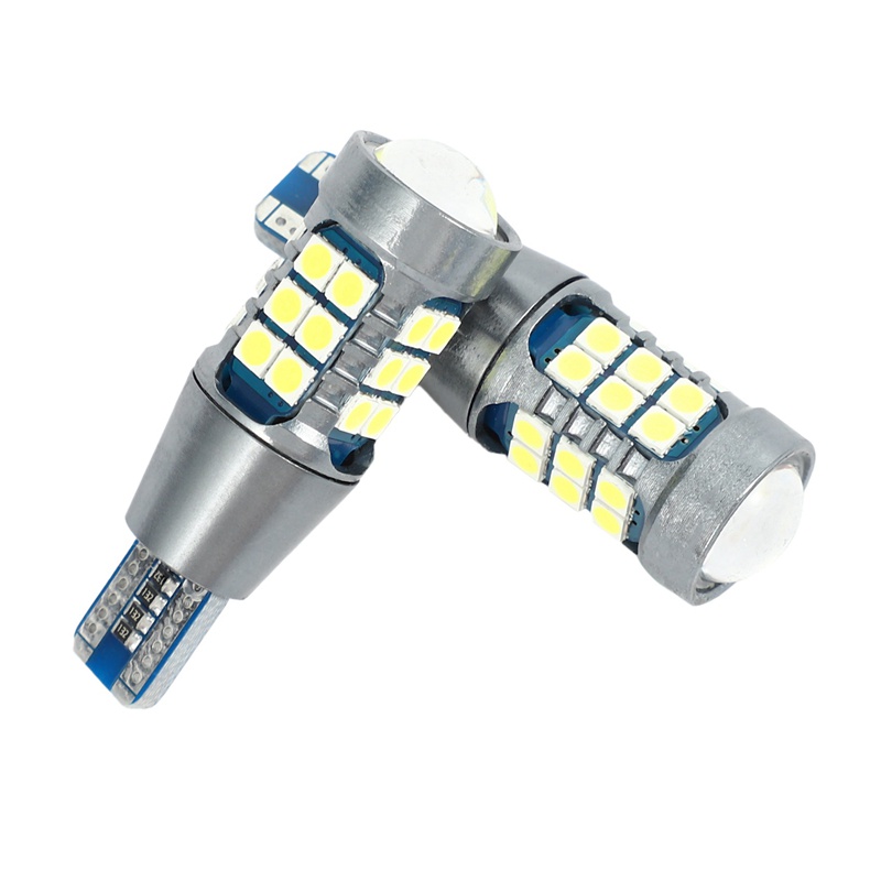 Bộ 2 Đèn Led Tín Hiệu 3030 27Smd T15 Ánh Sáng Trắng / Đen Chất Lượng Cao Cho Xe Hơi