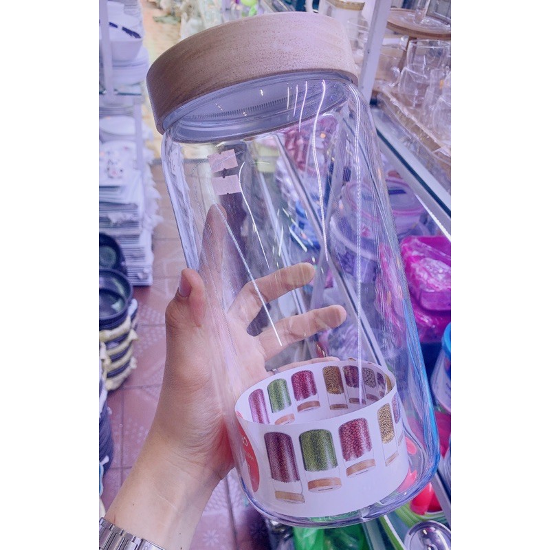 HŨ THUỶ TINH NẮP GỖ (VẶN) DUNG TÍCH LỚN 1500ml-1900ml-2300ml | BigBuy360 - bigbuy360.vn