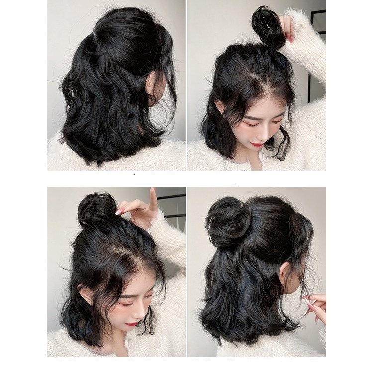 Bộ Tóc Giả Kèm Kẹp Tóc Giả Phong Cách Hàn Quốc Dễ Thương Dành Cho Nữ