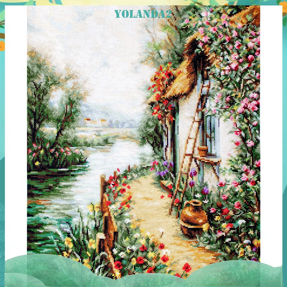 Tranh thêu chữ thập hình ngôi nhà 3 sợi cotton 11CT