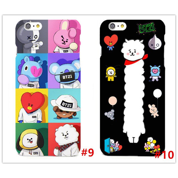 Ốp điện thoại in hình BT21 dễ thương cho iPhone 5/5s 6/6s 6plus/6splus 7/8 7plus/8plus Samsung S6/S6 Edge S7/S7 Edge