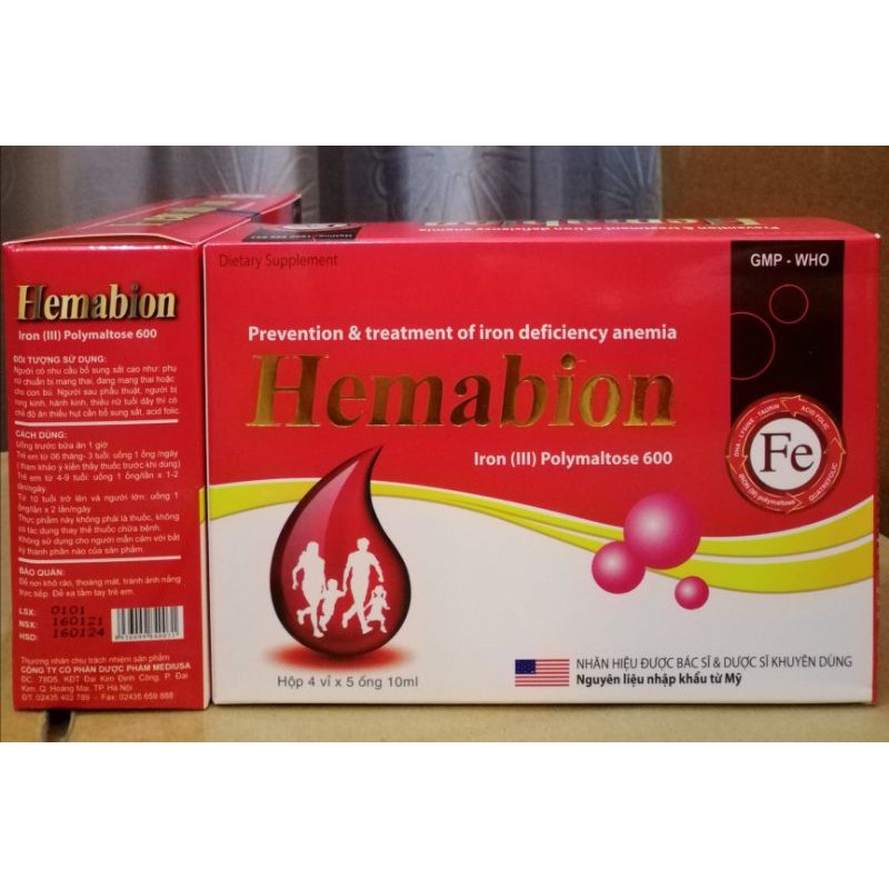 Siro Hemabion giúp bồi bổ máu.