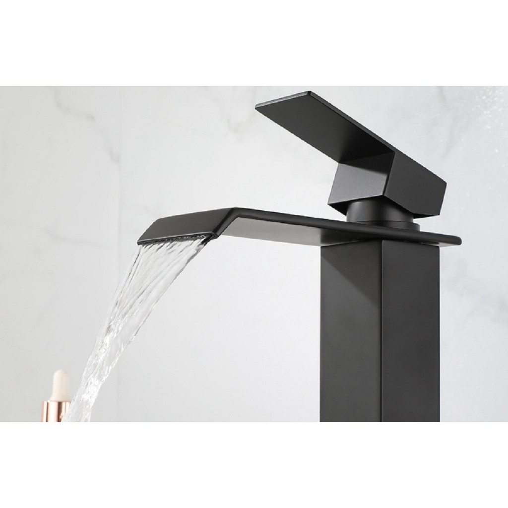 Vòi lavabo thấp nóng lạnh Inox đen vuông cao cấp MS3 | BigBuy360 - bigbuy360.vn