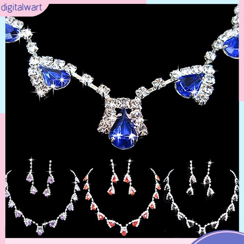 Bộ Vòng cổ + Bông Tai Đính Đá Zircon Cho Nữ