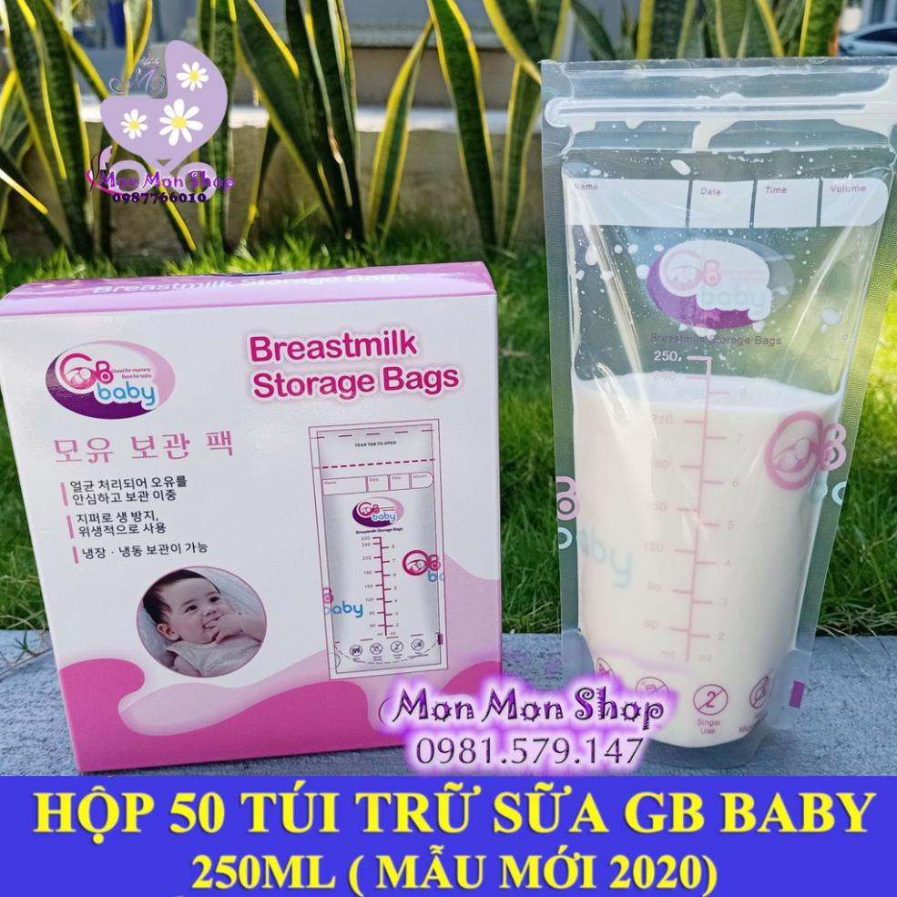  50 túi trữ sữa GB BABY 250ml - 100ml / Loại I túi DẦY DẶN