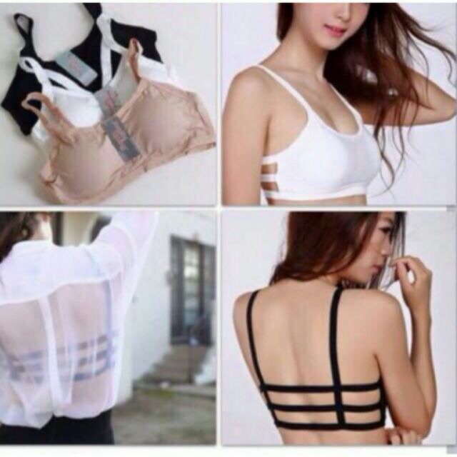 Bra 3 dây mẫu trơn có da đen trắng hồng