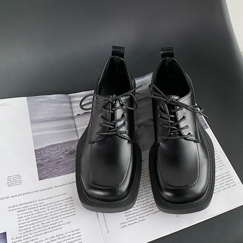 Giày Da Oxford Mũi Vuông Thắt Dây Thời Trang Cho Nữ