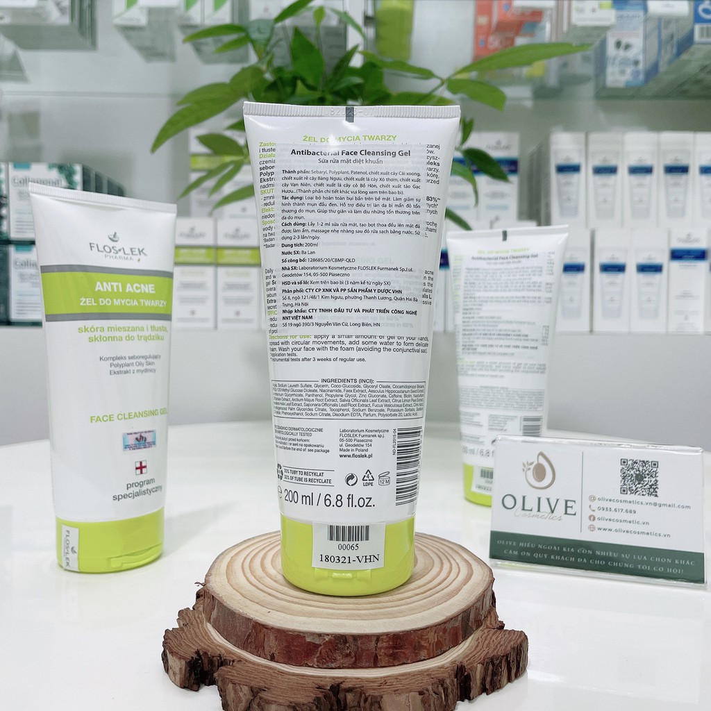 Sữa rửa mặt ngăn ngừa mụn FlosLek Antibacterial Face Cleansing Gel