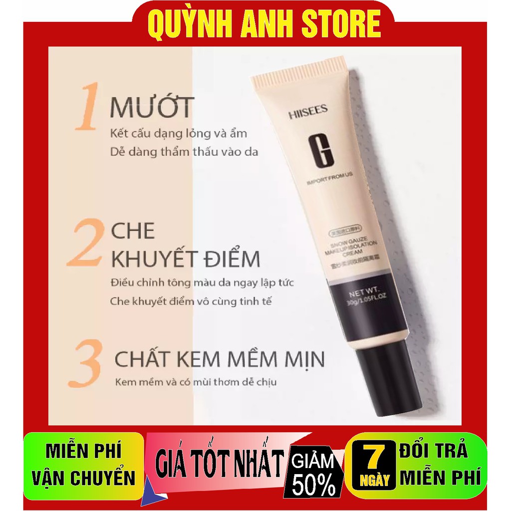 [MẪU MỚI HÀNG XỊN] Kem che khuyết điểm Thần Thánh Hiisees, kem lót che khuyết điểm mịn nhẹ kiềm dầu