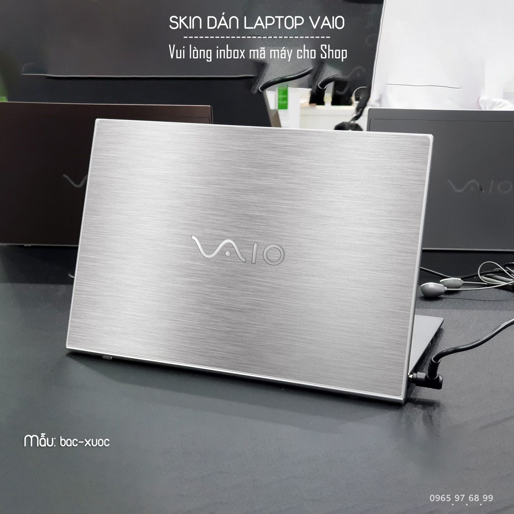 Skin dán Laptop Sony Vaio in hình Aluminum Chrome bạc xước (inbox mã máy cho Shop)