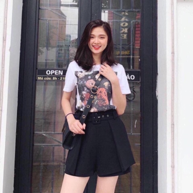 Quần giả váy kèm đai oze