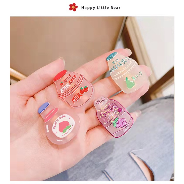 Kẹp Tóc Hình Chai Nước Ngọt/Trà Sữa Đáng Yêu Cho Bé Gái | Kẹp Tóc Trái Cây Ngọt Ngào Cho Bé | Phụ Kiện Tóc Hoạt Hình Cho Bé